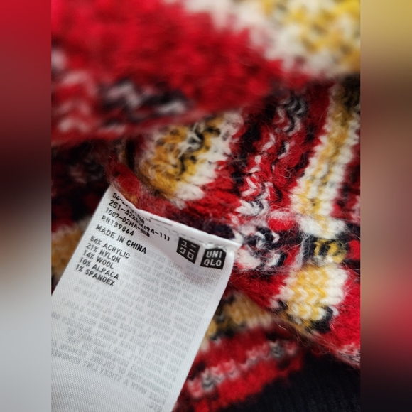 Uniqlo Ines de la Fressange Women's L Jacquard Wool Alpaca Double Knit Cardigan - Picture 6 of 9